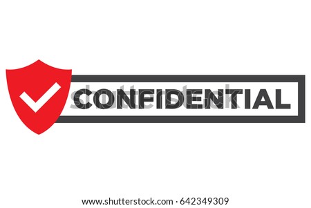 Confidential red stamp vector, isolated on white. Flat badge, banner with text 