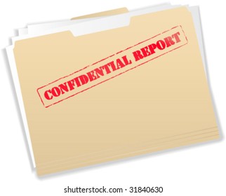 Confidential Report Manila Folder - Vector Illustration