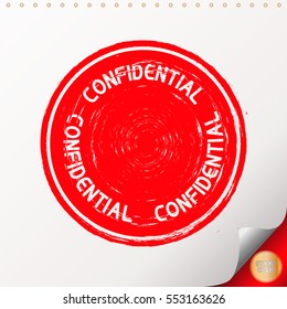 CONFIDENTIAL. Rubber Stamp with red color have porous and rough on white paper. For make a mark or design your product using a stamp or seal. Easy to change color.