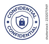 Confidential Rubber Stamp, Confidential Seal, Confidential Badge, Top Secret Vector, Confidential Icon, Vector Illustration With Grunge Texture