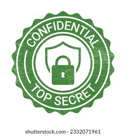 Confidential Rubber Stamp, Confidential Seal, Confidential Badge, Top Secret Vector, Confidential Icon, Vector Illustration With Grunge Texture