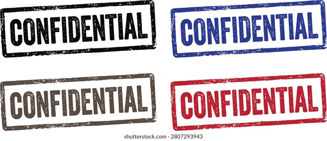 Confidential Rubber Stamp Set vector illustration isolated on white background.