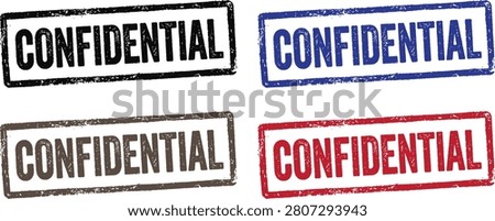Confidential Rubber Stamp Set vector illustration isolated on white background.