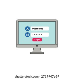 Vector de ilustración de pantalla de Iniciar sesión confidencial para plataformas digitales seguras