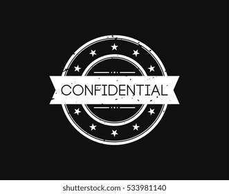 confidential. stamp mark white on black background