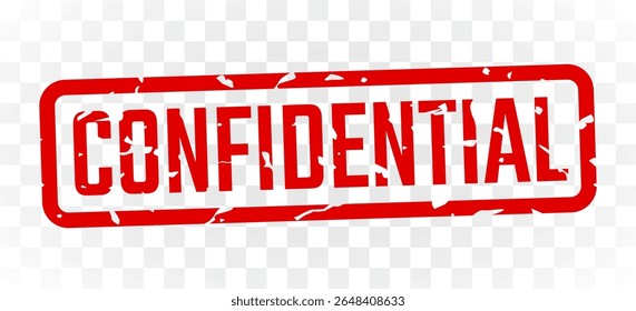 Confidential stamp red ink rectangle grunge style. Vector illustration