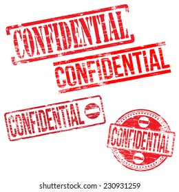 Confidential Stamps. Different Shape Vector Rubber Stamp Illustrations 