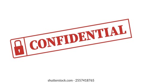 Confidential textured stamp with a lock icon red ink vector format scalable