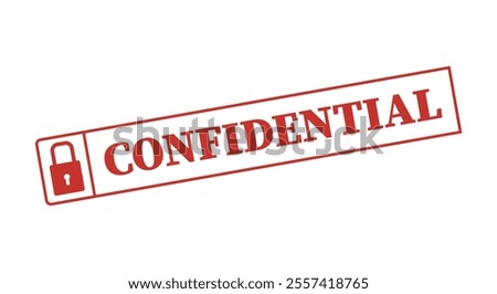 Confidential textured stamp with a lock icon red ink vector format scalable