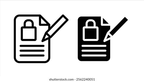 Confidentiality agreement Icon collection in filled and stroke style.