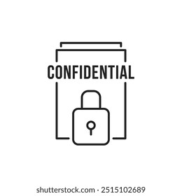 Icono de Acuerdo de confidencialidad como línea delgada Doc. Tendencia abstracta Diseño gráfico moderno Logotipo de confidencialidad Elemento aislado en blanco Concepto de acceso a la empresa o certificado de secreto