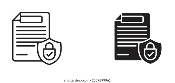 Confidentiality agreement Icon set in black color for ui designs