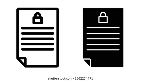 Confidentiality agreement Icons pack in outlined and flat versions