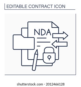 Confidentiality agreement line icon. Legal agreement binds one or more parties to non-disclosure of confidential information. Secret. Contract concept. Isolated vector illustration. Editable stroke