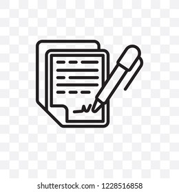 Icono lineal del vector del acuerdo de confidencialidad aislado en fondo transparente, el concepto de transparencia del acuerdo de confidencialidad puede utilizarse para la web y móvil