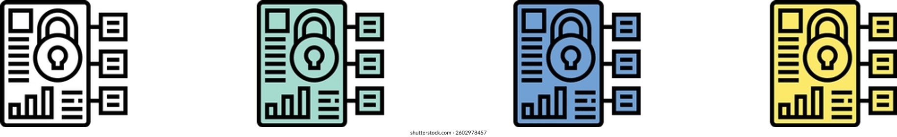 confidentiality icon. Outline, Green, Blue and Yellow Style Design Isolated On White Background