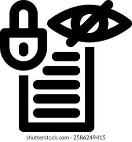 Confidentiality, Information Security, Secret Information Outline Icon