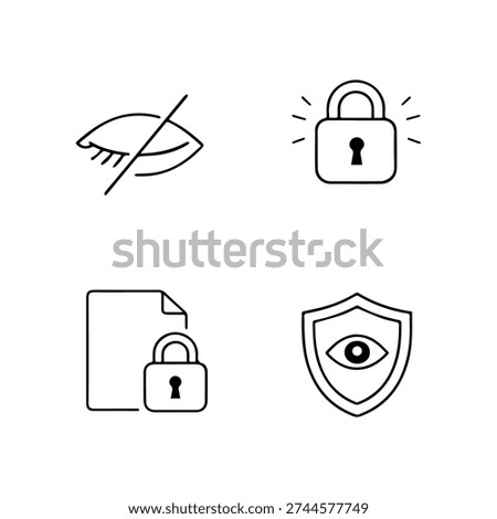 Confidentiality line icon set vector 
Vector set of icons on a white background