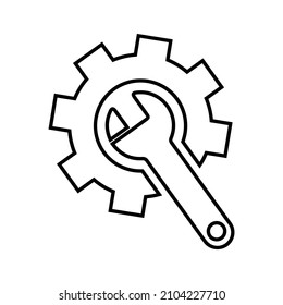 Config, gear, settings, tools outline icon. Line art vector.