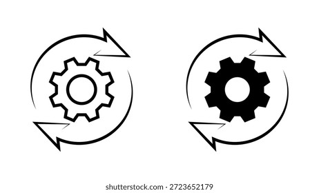 Ícone de configuração definido. simbolizando rotação, processo, automação ou configurações. Design minimalista adequado para uso em design de site e aplicativo.
