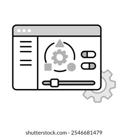 Configurable Process Steps Icon – Settings Interface, Representing Customization, Process Flexibility, and Adaptable Workflow