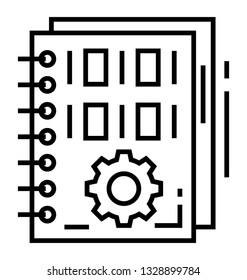 Configuration book, line icon.