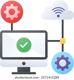 Configuration Cluster concept, Installing Instance on Remote Machine vector color icon design, Web hosting service Symbol, Computing machines Sign, Internet Application Management stock illustration