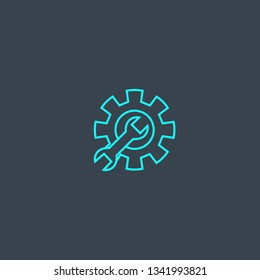 configuration concept blue line icon. Simple thin element on dark background. configuration concept outline symbol design. Can be used for web and mobile UI/UX