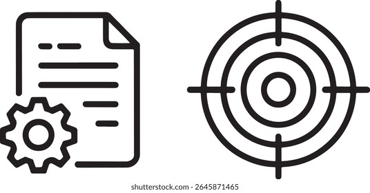 Configuration File with Gear and Target Icon Set for Settings and Precision Performance Graphic Representation