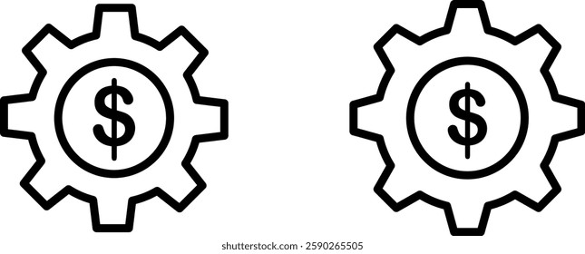 Configuration Gear with Dollar Icon – Symbol Representing Financial Management, System Optimization, and Cost Efficiency