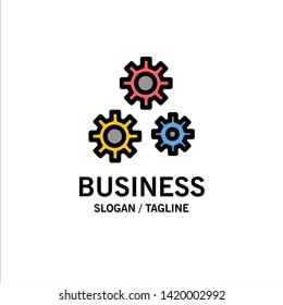 Configuration, Gears, Preferences, Service Business Logo Template. Flat Color