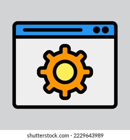 Configuration icon in filled line style about browser, use for website mobile app presentation