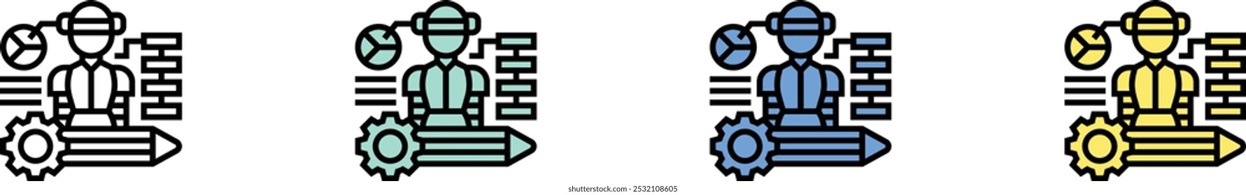 configuration icon. Outline, Green, Blue and Yellow Style Design Isolated On White Background