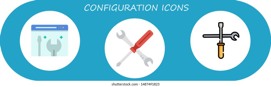 configuration icon set. 3 flat configuration icons.  Simple modern icons about  - maintenance, tools