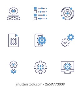 Configuration icon set. Bold line style. Duotone colors. Editable stroke. settings, configuration, mobile.
