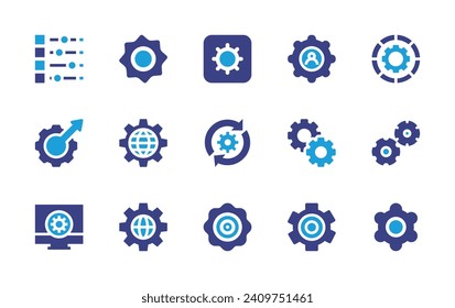 Configuration icon set. Duotone color. Vector illustration. Containing configuration, testing, setting, gear, settings, conversion settings, gears, web development.