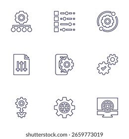 Configuration icon set. Line style. Editable stroke. settings, configuration, mobile.