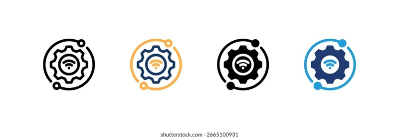 El icono de configuración establece la colección de estilos múltiples. Ilustración vectorial.
