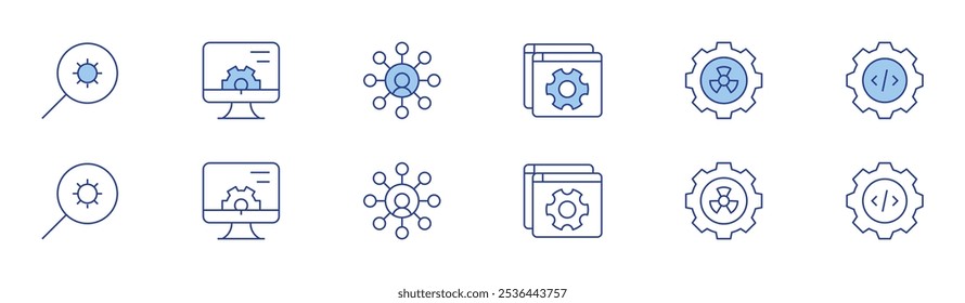 Configuration icon set in two styles, Duotone and Thin Line style. Editable stroke. settings, configuration, setting, multitasking.