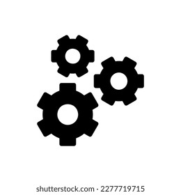 Configuration icon for setting up the system with a combination of gears in black solid style