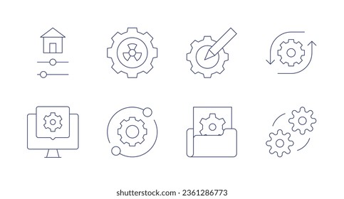 Configuration icons. editable stroke. Containing development, folder, engineering, gears, setting, settings, smart home, web development.