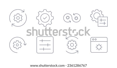 Configuration icons. editable stroke. Containing devops, gear, server, settings, solutions, work in progress.