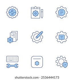 Configuration icons set. Line Duotone style, editable stroke. keyboard, chat, gear, configuration, digitalization, settings, report.