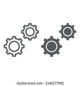 Configuration line and glyph icon, data and analytics, cog wheel sign, vector graphics, a linear pattern on a white background, eps 10.