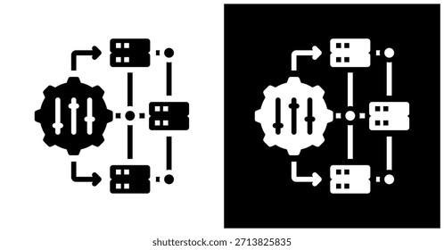 Icono De Administración De Configuración En Fondo Blanco Y Negro