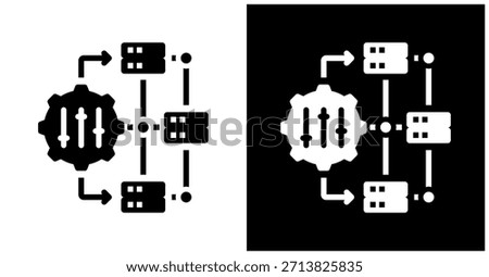 Configuration Management Icon Set In White And Black Background