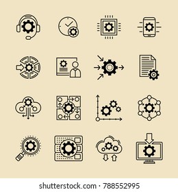 Configuration options and support service vector icons