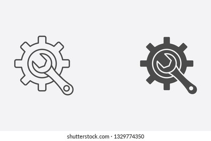 Configuration outline and filled vector icon sign symbol