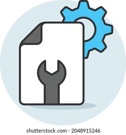 Concepto de configuración o configuración, rueda de coagulador con diseño de icono de vectores de llave abierta, símbolo de impresión de desvío, signo de servicios de impresora digital, equipo de impresión de color Cmyk Ilustración de material gráfico