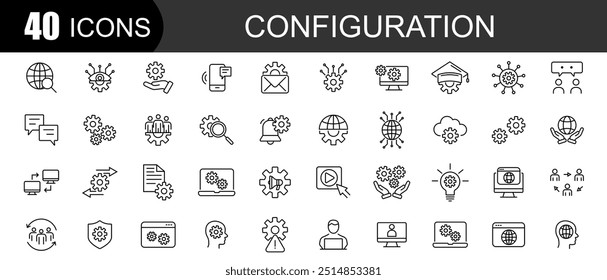Configuration settings icons . Linear icon collection. Editable stroke. Vector illustration